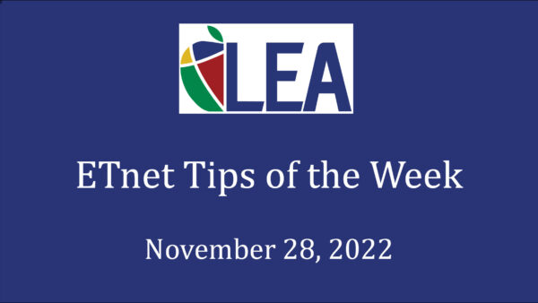 ETnet Tips of the Week – November 28, 2022 Featured Image