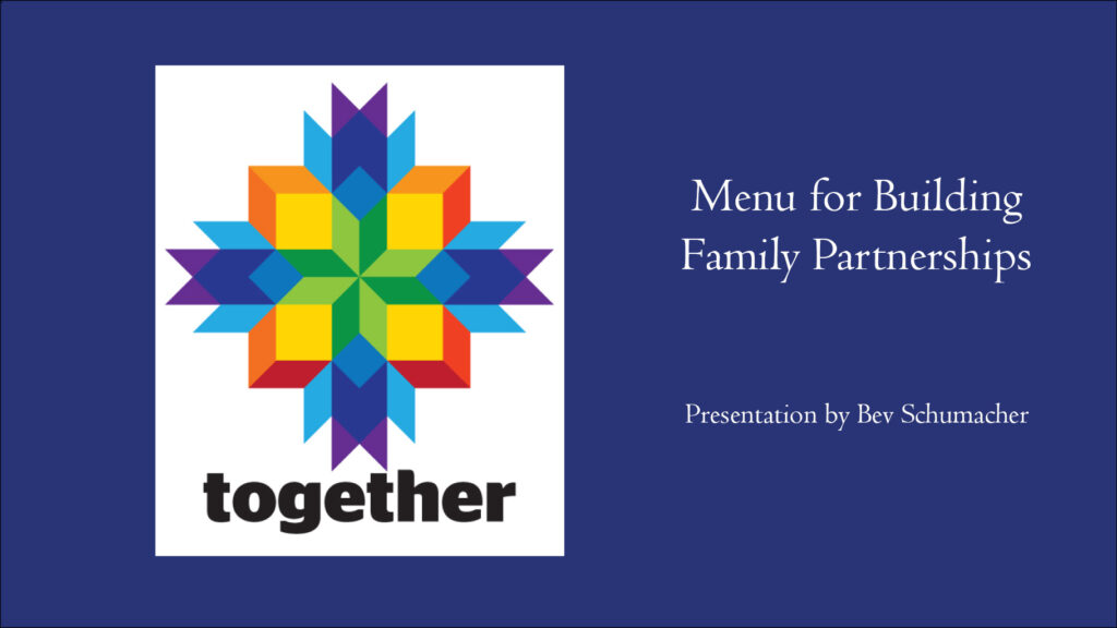 Family Involvement Menu Menu for Building Family Partnerships – Lutheran Education Association